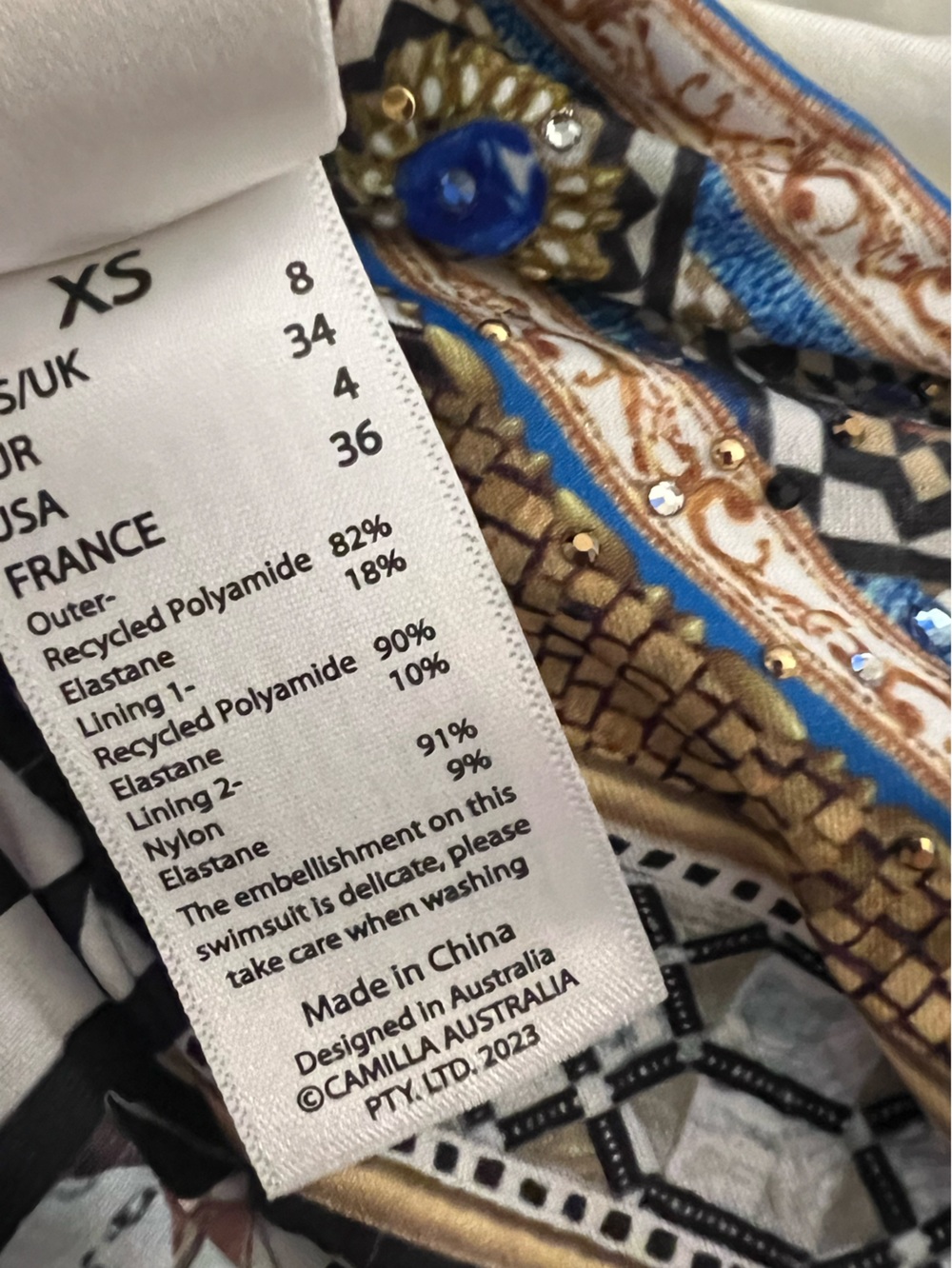 NWT Camilla Me Mosaic Underwire Square Neck One Piece Swimsuit Crystals Size XS - Picture 11 of 14